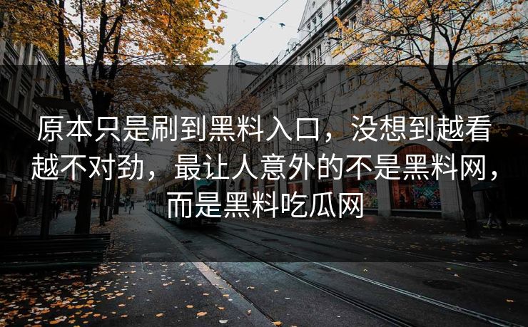 原本只是刷到黑料入口,没想到越看越不对劲,最让人意外的不是黑料网,而是黑料吃瓜网