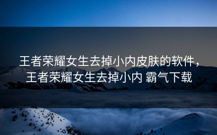 王者荣耀女生去掉小内皮肤的软件，王者荣耀女生去掉小内 霸气下载