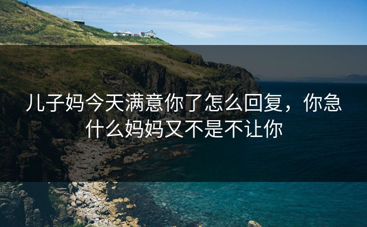 儿子妈今天满意你了怎么回复,你急什么妈妈又不是不让你
