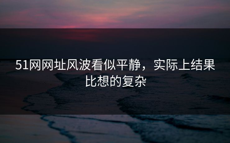 51网网址风波看似平静,实际上结果比想的复杂