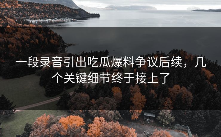一段录音引出吃瓜爆料争议后续,几个关键细节终于接上了